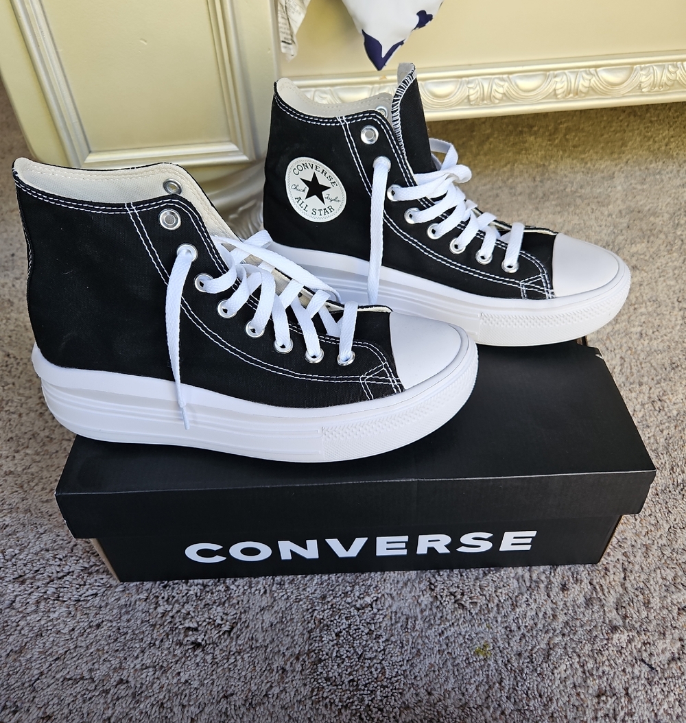 Converse Black and White High Top Platform Sneakers